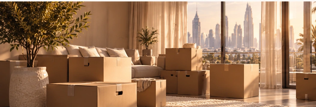 Moving boxes in a comfortable home